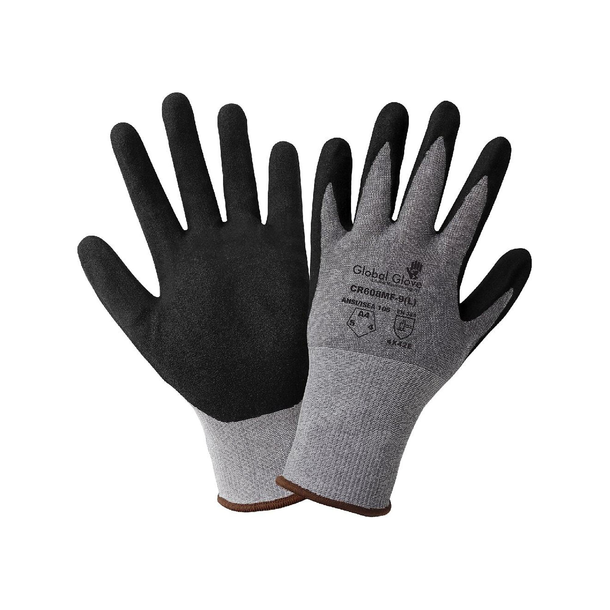 Global Glove 18ga HPPE, Nitrile Coated, A4 Cut Resistant Gloves -12 Pairs